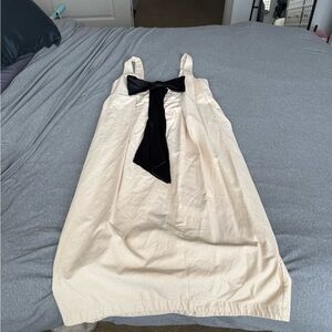 Anthropologie Maeve Cream Dress with Black Bow